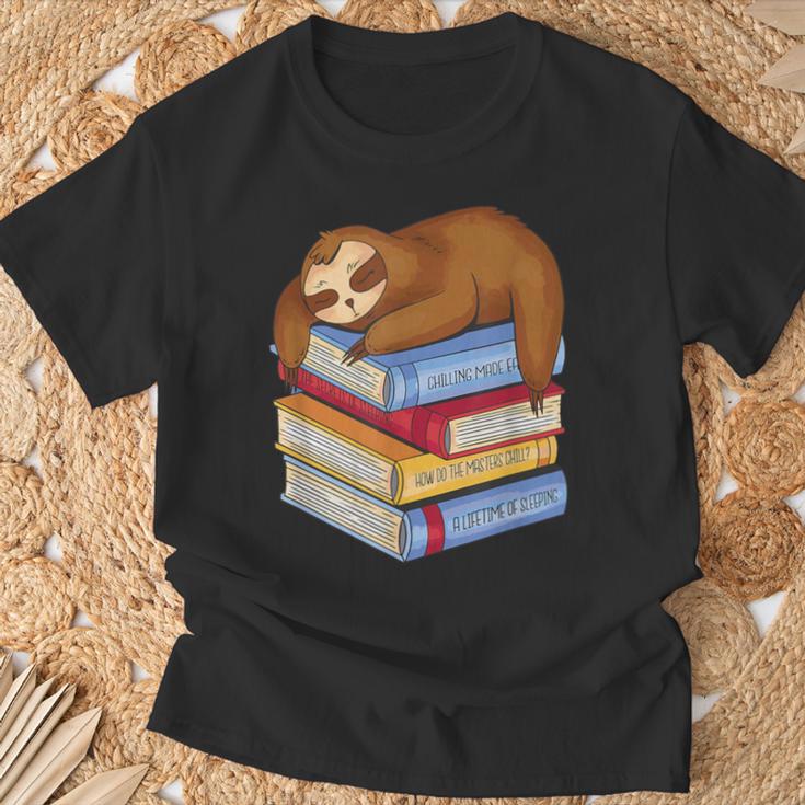 Sloth Napping On Book Stack T-Shirt Gifts for Old Men Sloth Napping On Book Stack T-Shirt Gifts for Old Men