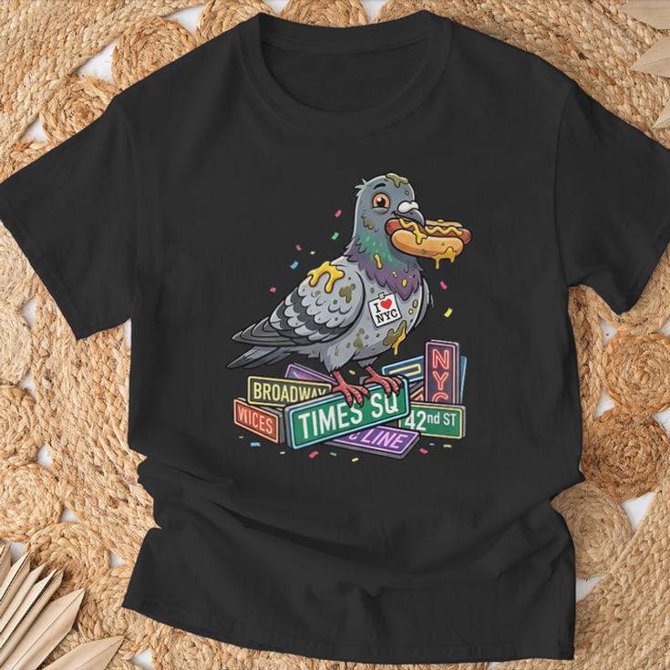 Smart Pigeon Sitting On Book Stack T-Shirt Gifts for Old Men