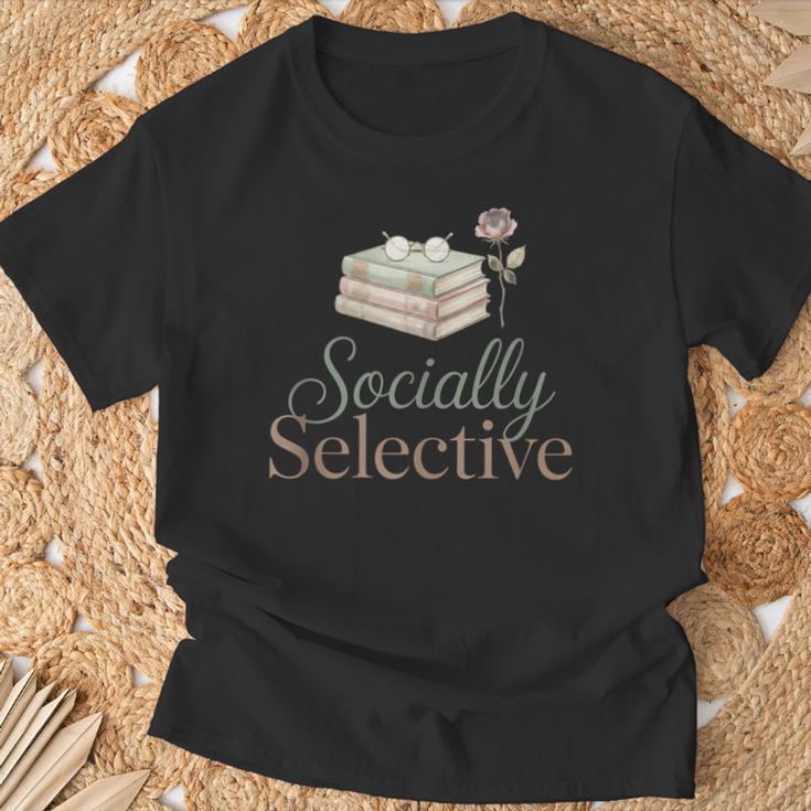Socially Selective Shirt Subtle Introvert Book Lover T-Shirt Gifts for Old Men