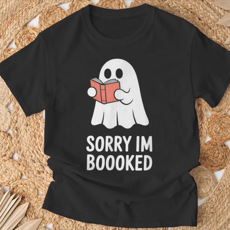 Sorry Im Boooked Reading Ghost Book Meme T-Shirt Gifts for Old Men