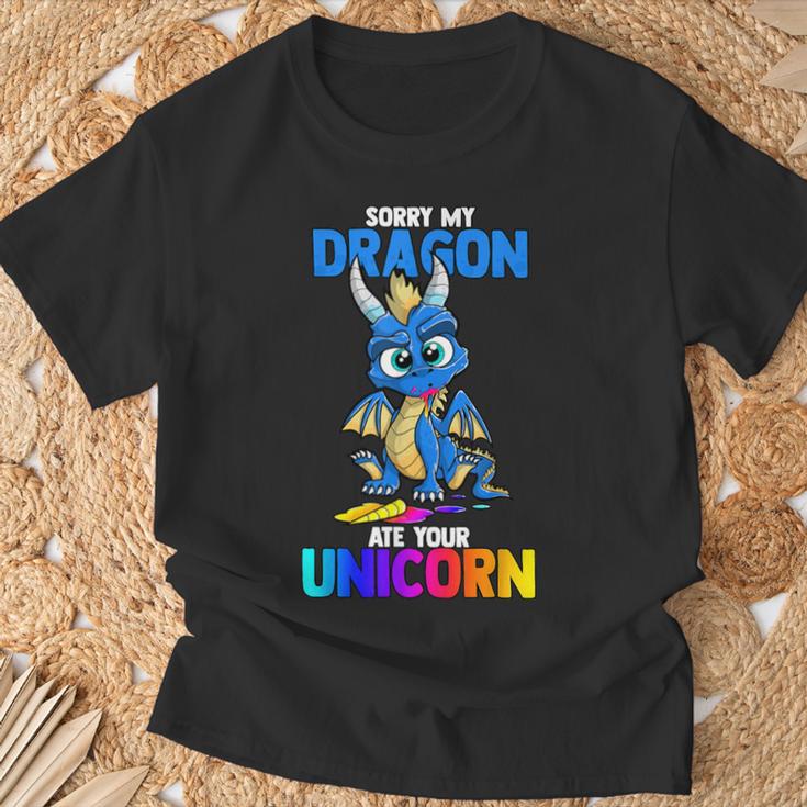 Sorry My Dragon Ate Your Unicorn Cute Book Lover T-Shirt Gifts for Old Men