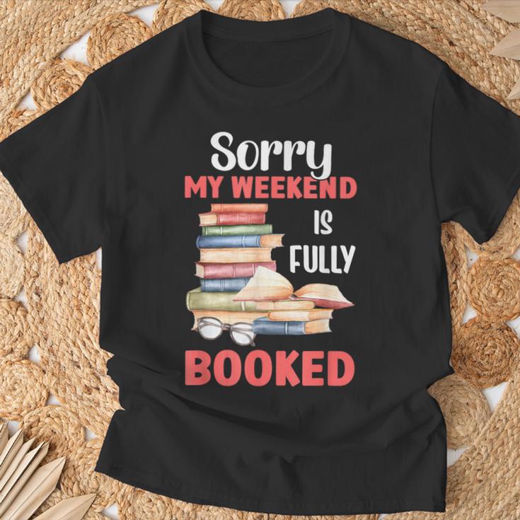 Sorry My Weekend Is Fully Booked Reading Bookworm Book T-Shirt Gifts for Old Men