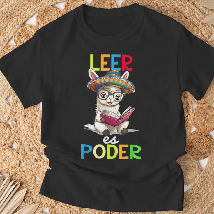 Spanish Reading Book Lover Sloth Maestra Leer Es Poder T-Shirt Gifts for Old Men