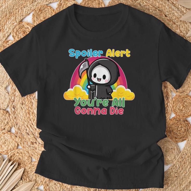 Spoiler Alert You're All Gonna Die Rainbow Cute Grim Reaper Tシャツ 高齢者への贈り物