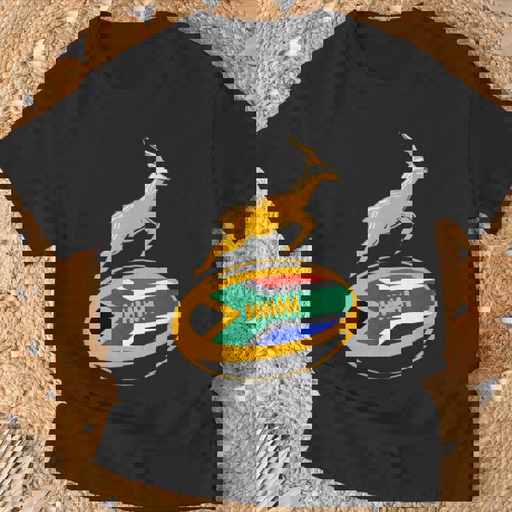 Springbok ラグビーボール & 南アフリカ国旗 メンズ レディース キッズ Tシャツ 高齢者への贈り物