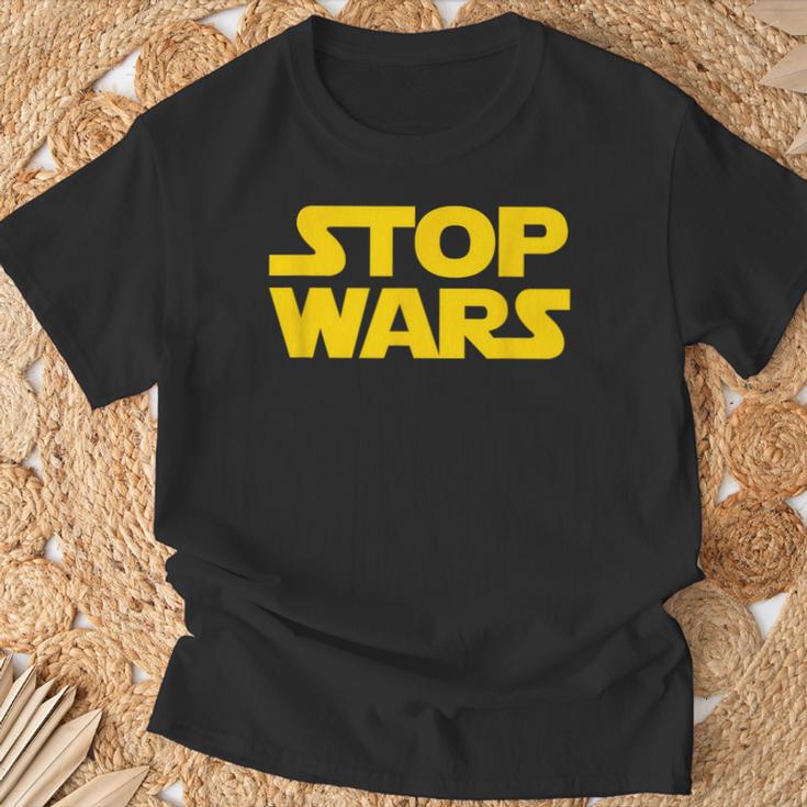 Stop Wars 反戦メッセージ 地球と宇宙の平和 Tシャツ 高齢者への贈り物
