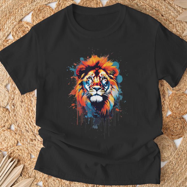 Strong Regal Lion Magestic Lion クールカラフルライオンステンシル Tシャツ 高齢者への贈り物