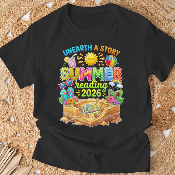 Summer Reading 2026 Unearth a Story Book Reading T-Shirt Gifts for Old Men