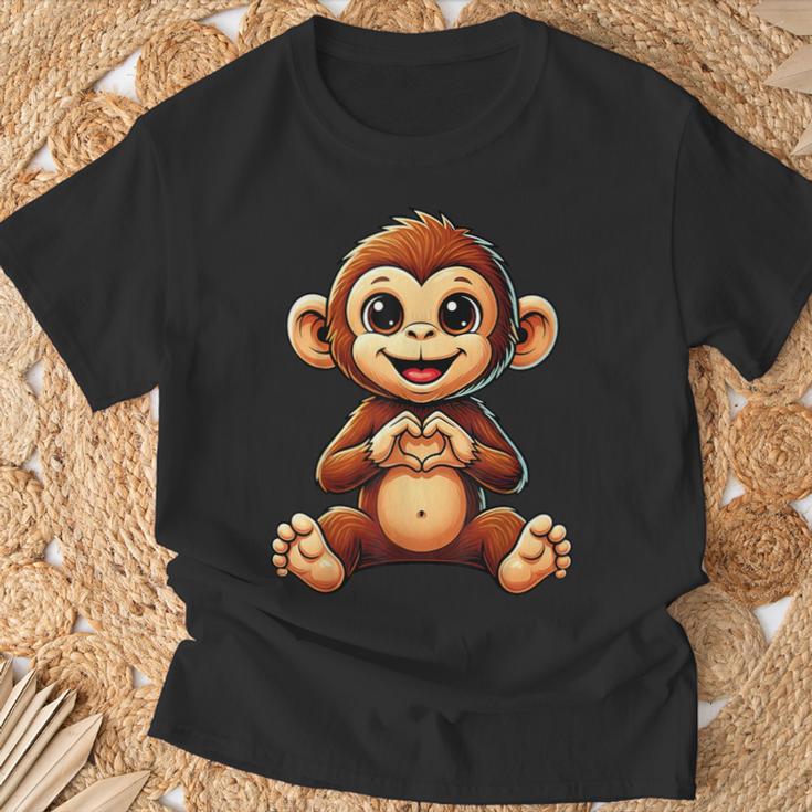 Süßes Äffchen Mit Herzsymbol T-Shirt Geschenke für alte Männer