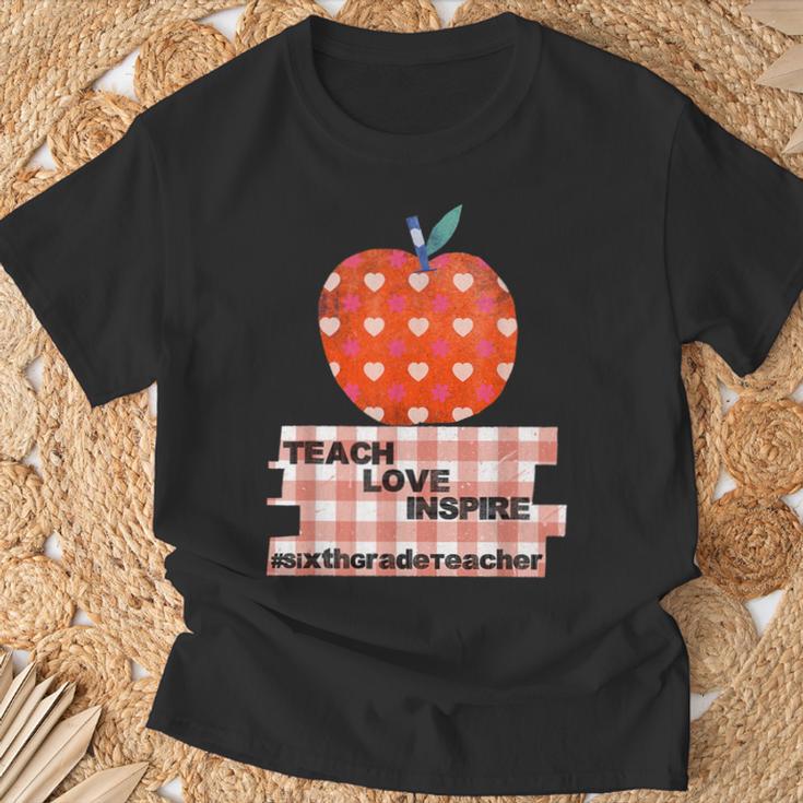Teach Love Inspire Valentines Day Book 6th Grade Teacher T-Shirt Gifts for Old Men