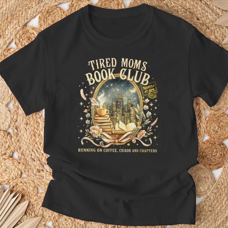 Tired Moms Book Club Cozy Night Coffee Reading Cat T-Shirt Gifts for Old Men Tired Moms Book Club Cozy Night Coffee Reading Cat T-Shirt Gifts for Old Men