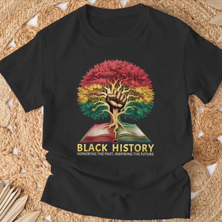 History Inspiring Future Fist Tree Book Roots T-Shirt Gifts for Old Men