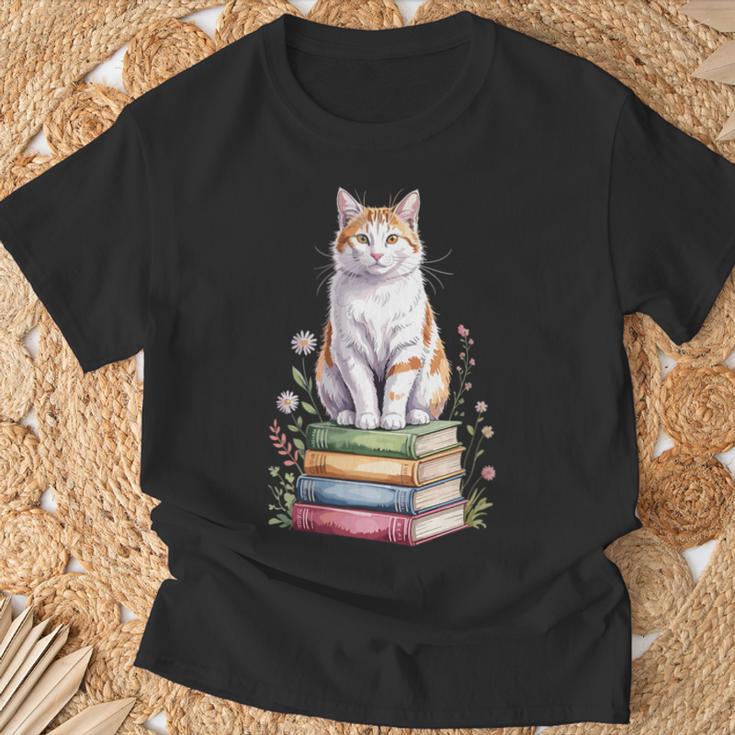 Turkish Van Bookworm Flowers Book Reading Books T-Shirt Gifts for Old Men