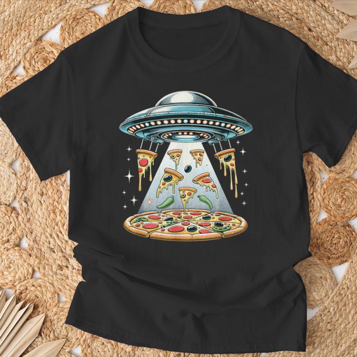 Ufo エイリアン 食べるピザ誘拐 面白い食べ物愛好家 Tシャツ 高齢者への贈り物