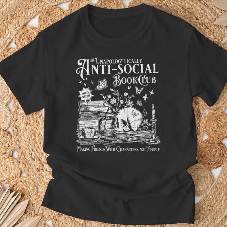Unapologetically Anti Social Book Club Introvert Reader T-Shirt Gifts for Old Men