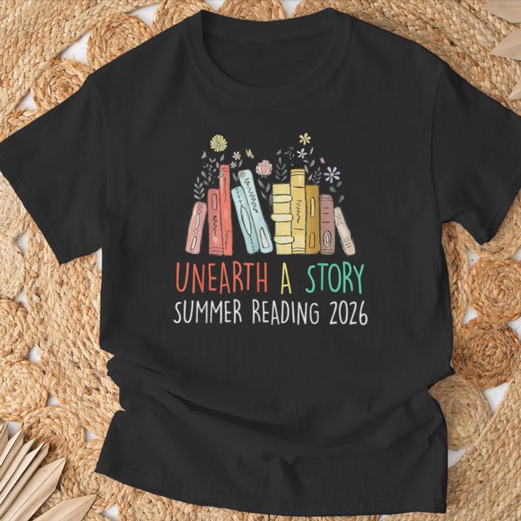 Unearth A Story Summer Reading 2026 Book Wildflowers T-Shirt Gifts for Old Men