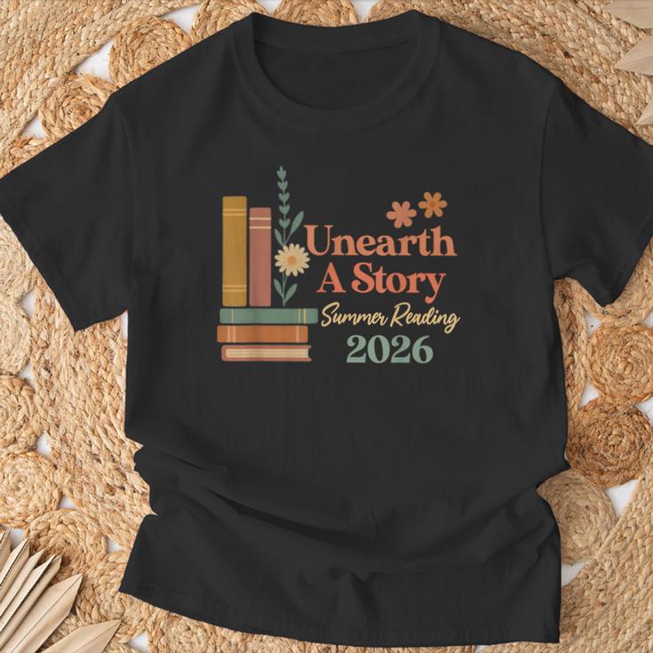 Unearth a Story Summer Reading 2026 Library Teachers Book T-Shirt Gifts for Old Men