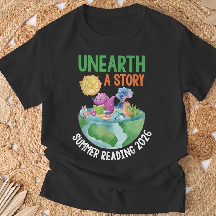 Unearth A Story Summer Reading Program 2026 Animals Book T-Shirt Gifts for Old Men