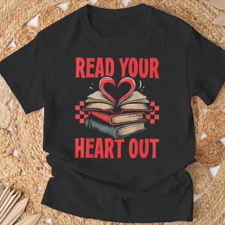 Valentine Book Read Your Heart Out Lover For Teens Kids T-Shirt Gifts for Old Men