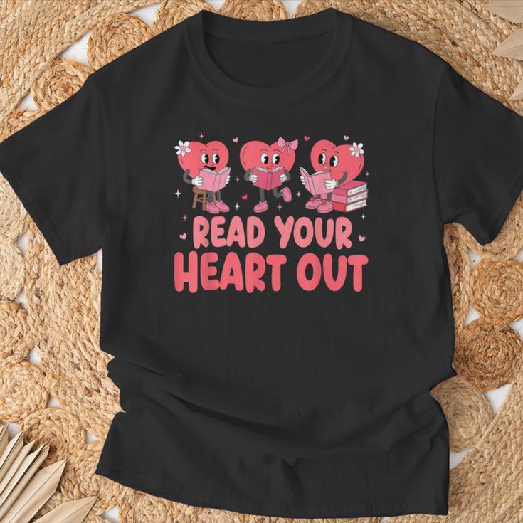 Valentine Day Book Read Your Heart Out Lovers Teacher Kids T-Shirt Gifts for Old Men