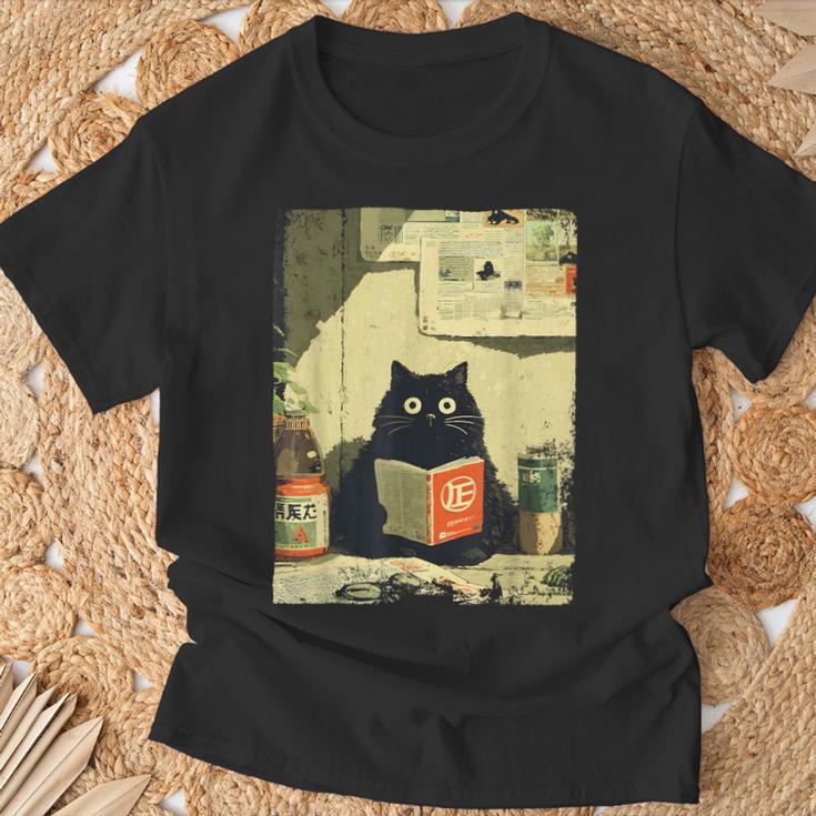 Vintage Japanese Cat Book Lovers Librarian Cat Dad Teacher T-Shirt Gifts for Old Men Vintage Japanese Cat Book Lovers Librarian Cat Dad Teacher T-Shirt Gifts for Old Men