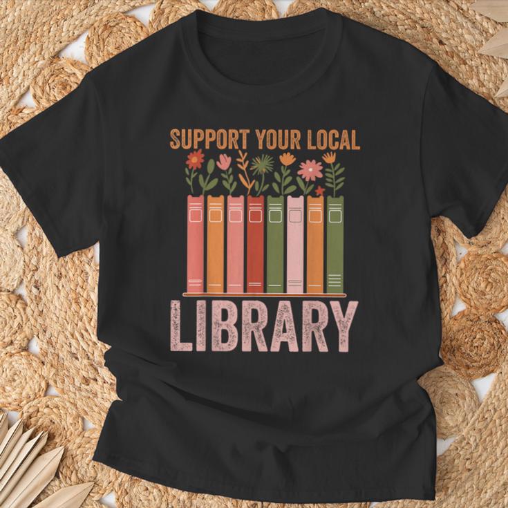 Vintage Support Your Local Library Book Readers Lovers T-Shirt Gifts for Old Men