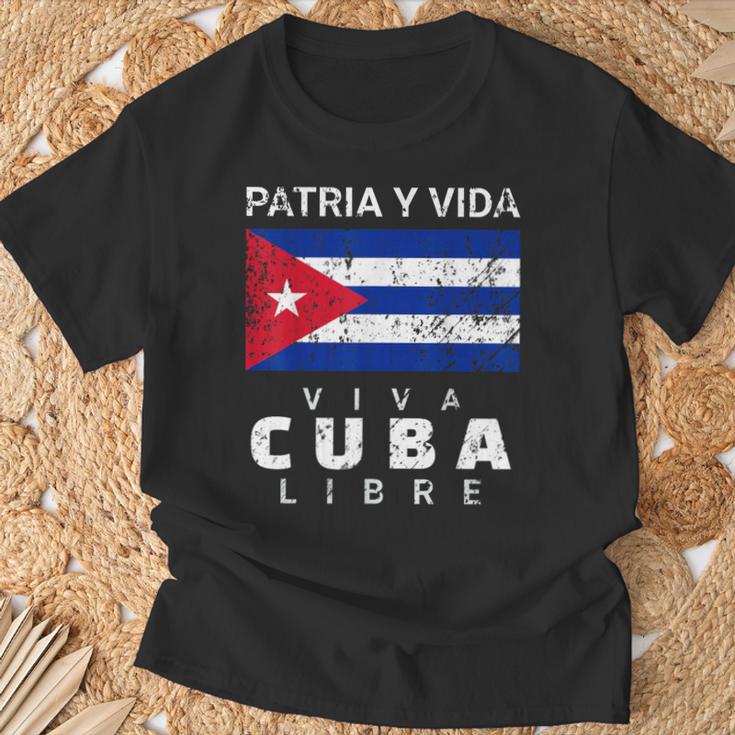 Viva Cuba Libre Patria Yida Bandera Cubana Apenada Camiseta unisex Regalos para ancianos