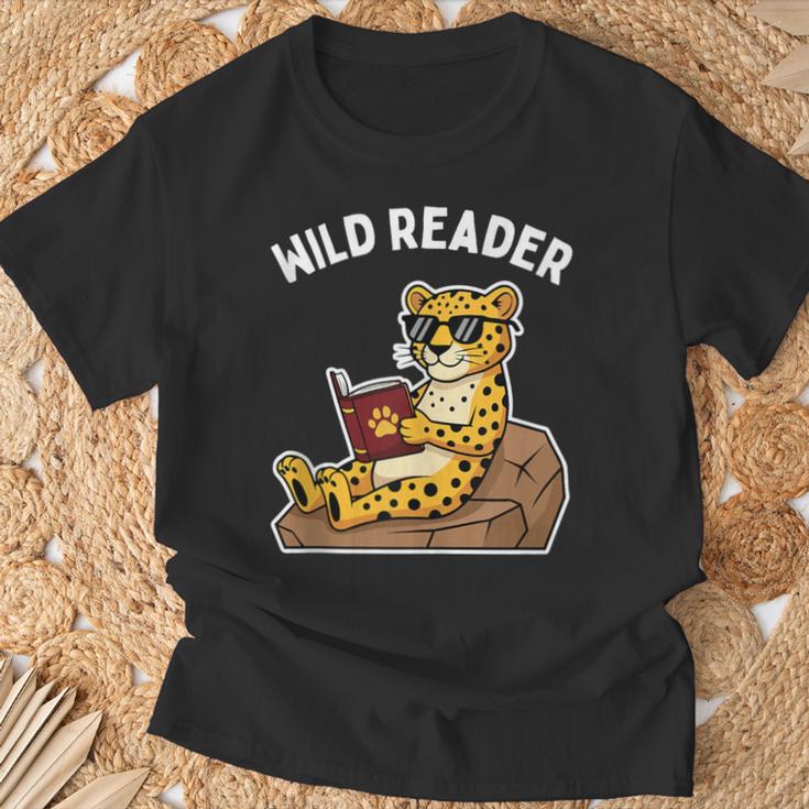 Wild Reader Cool Jaguar With Sunglasses Reading Book Kids T-Shirt Gifts for Old Men