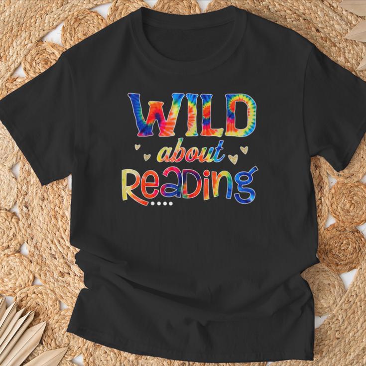 Wild About Reading Tie Dye Reading Books T-Shirt Gifts for Old Men