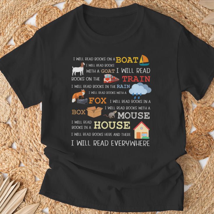 I Will Read Books On a Boat & Everywhere Reading T-Shirt Gifts for Old Men