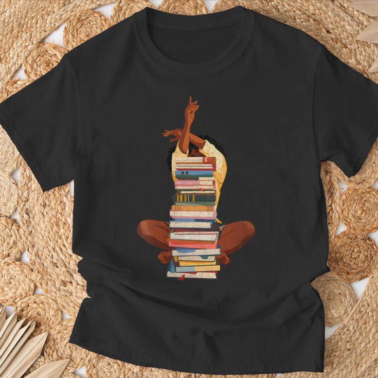 Woman And Books Stack Afro Girl Book Lover T-Shirt Gifts for Old Men Woman And Books Stack Afro Girl Book Lover T-Shirt Gifts for Old Men