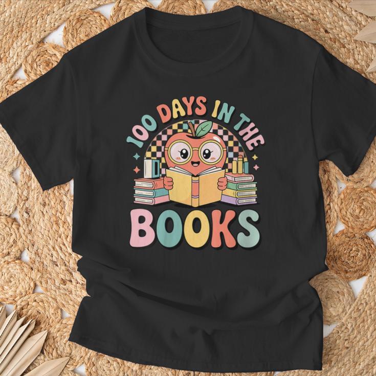 Women's 100 Days In The Books Cute Apple Reading School T-Shirt Gifts for Old Men