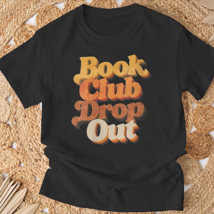 Women's Book Club Drop Out Bookish Retro 70s Book Lover T-Shirt Gifts for Old Men