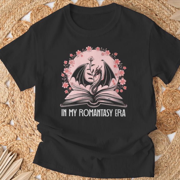 Women's Dragon & Book Romantasy Merch Dark Romance In My Fantasy Era T-Shirt Gifts for Old Men
