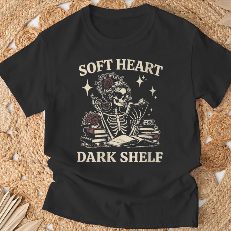 Women's Soft Heart Dark Shelf Dark Romance Book Lover Skeleton Goth T-Shirt Gifts for Old Men Women's Soft Heart Dark Shelf Dark Romance Book Lover Skeleton Goth T-Shirt Gifts for Old Men