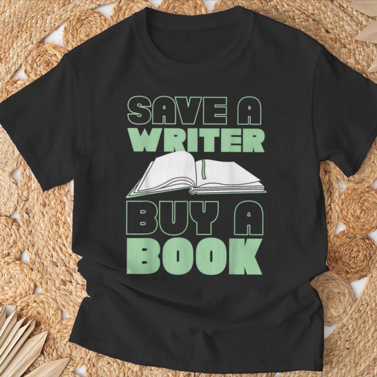 Writing Book Novel Writer & Published Author Save A Writer T-Shirt Gifts for Old Men