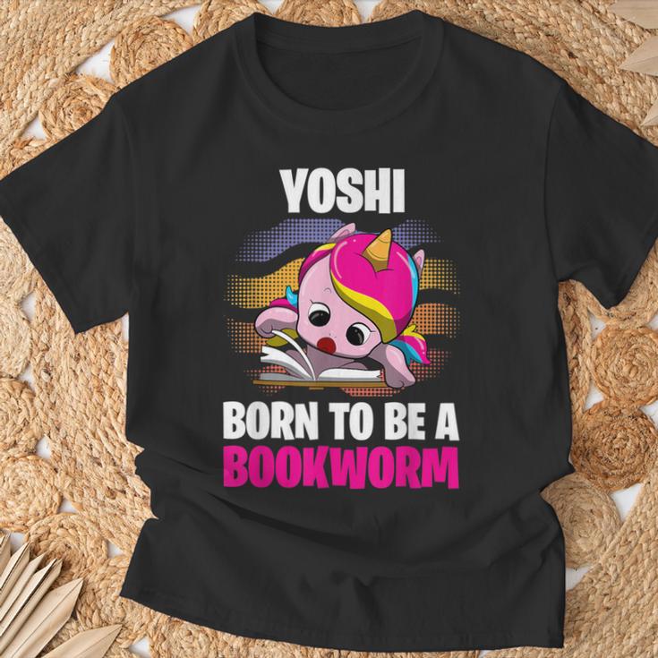 Yoshi Born To Be A Bookworm Personalized T-Shirt Gifts for Old Men