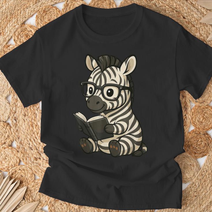 Zebra Reading Book Lover T-Shirt Gifts for Old Men