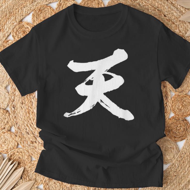 【天】一文字 文字入り 漢字 おもしろ 面白い 日本語 毛筆 書道 筆文字 言葉 和柄 日本 かっこいい お土産 文字 Tシャツ 高齢者への贈り物