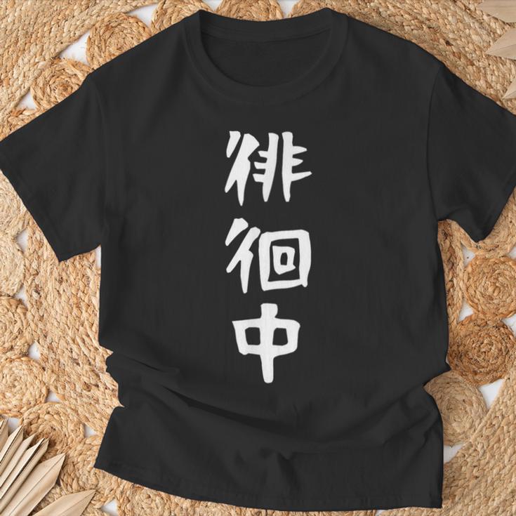 【徘徊中】ギャグ ネタ ウケ狙い 笑える 笑いが取れる 面白い 文字 おもしろ Tシャツ 高齢者への贈り物