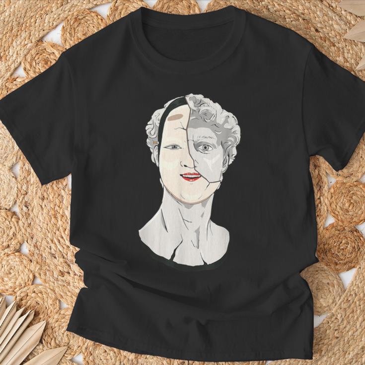 あんぐらけい 暗黒 日本 美 能面 ダビデ像 Tシャツ 高齢者への贈り物