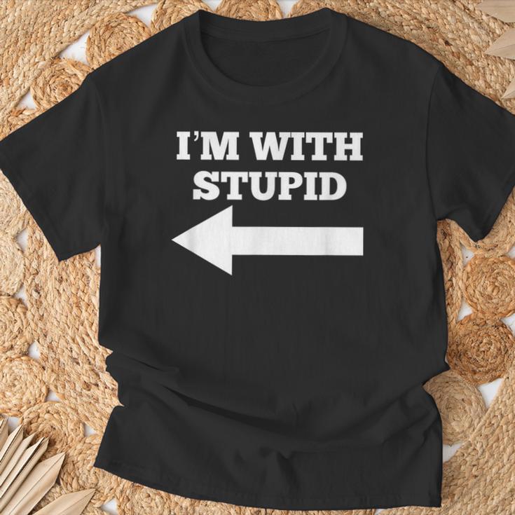 おかしい俺はバカと矢印が左向いてる Tシャツ 高齢者への贈り物