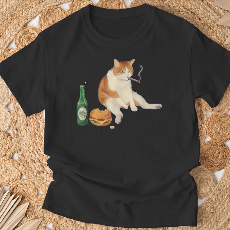 おもしろ猫 喫煙 ジョイント ビール タバコ キティ Gen Z ミーム Tシャツ 高齢者への贈り物