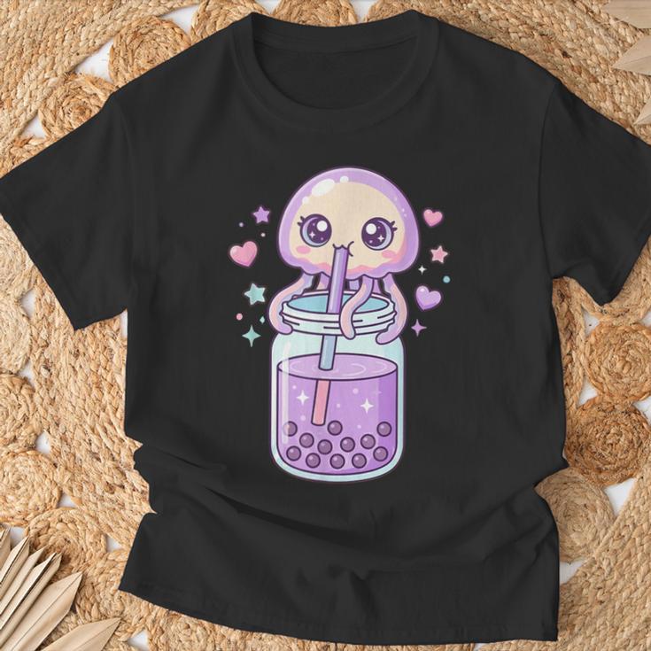 かわいい クラゲ ドリンク ボバティー カワイイ バブルティー アニメ Tシャツ 高齢者への贈り物
