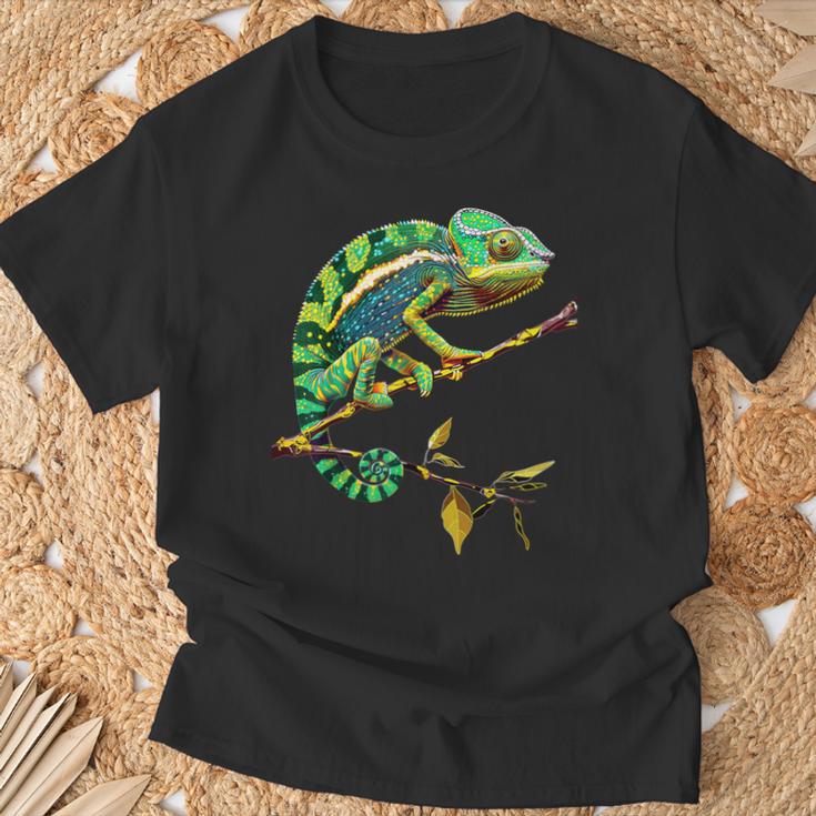 かわいいカラフルなカメレオントカゲ動物愛好家のアート Tシャツ 高齢者への贈り物