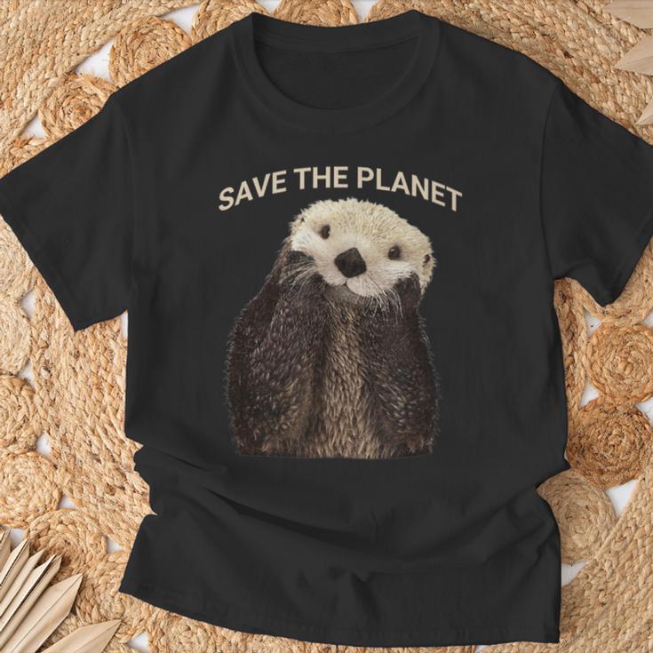 かわいいセイブ ザ プラネット ラッコ Tシャツ 高齢者への贈り物