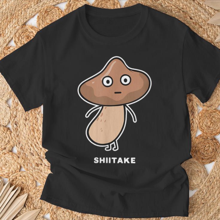 しいたけ キノコ 顔 イラスト かわいい おもしろ 面白い 簡単 シンプル ゆるい 野菜 Tシャツ 高齢者への贈り物