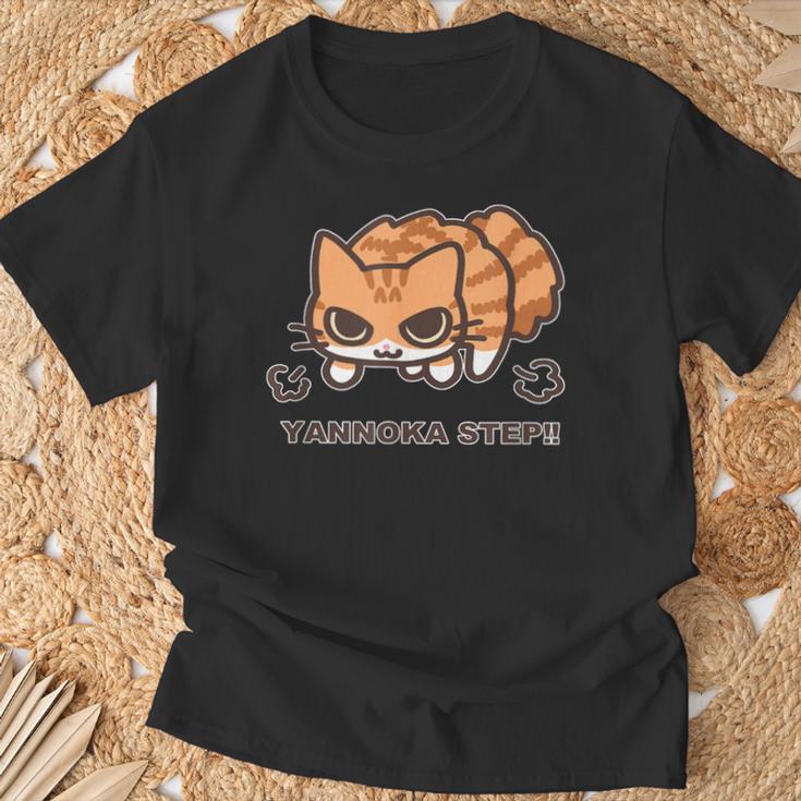 やんのかステップこねこ 茶トラ白ver おもしろ ゆるかわ かわいい ギフト 猫好き Tシャツ 高齢者への贈り物