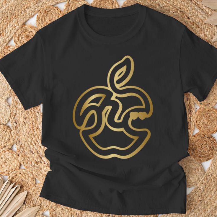 りんご ハート ひらがな 隠し文字 タイポグラフィ ユニーク おもしろみ フルーツ デザイン 長袖tシャツ Tシャツ 高齢者への贈り物