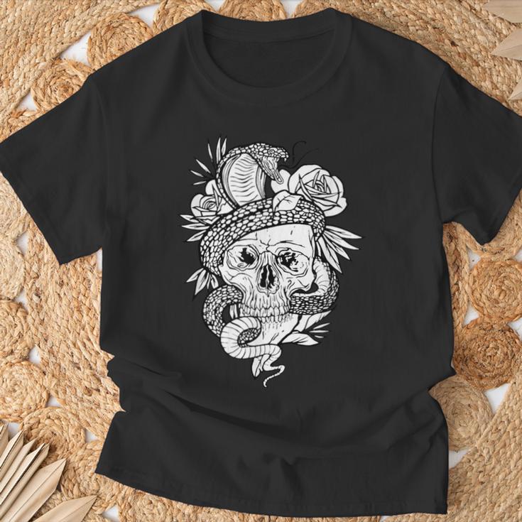 アジアの髑髏と蛇のグラフィック Tシャツ 高齢者への贈り物